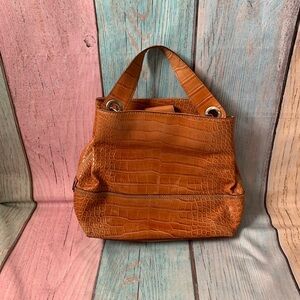 Tommy Hilfiger Y2K Crocodile Embossed Tan Tote Bag